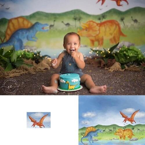 Newborn Baby Portrait Photo Background Dinosaur Theme Birthday Photography Backdrop Safari Jungle Dinosaur Birthday Theme Party