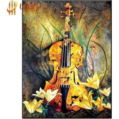 Hot Sale!Full Square Diamond Painting Guitar, abstract, magnolia Diamond Mosaic picture of rhinestone round Diamond Embroidery