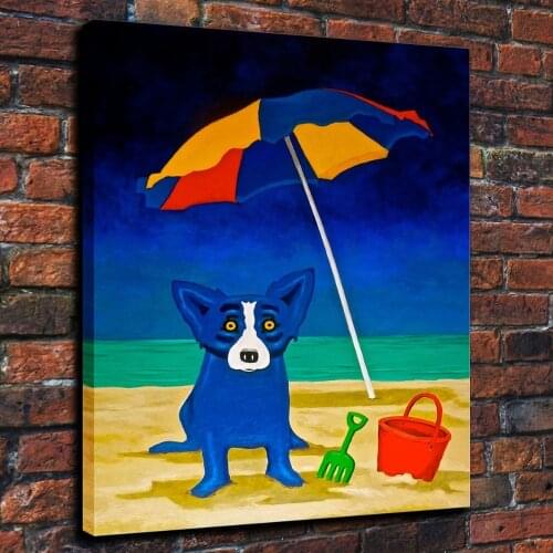 Painting Art Print on Canvas Blue Dog Home Wall Decor Art Wall Canvas Paintings Decor Home Modern Prints Artwork Picture Room