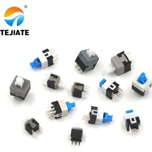 10PCS Button Switch 1/2 Row Needle Key Switch 5.8*5.8 7*7 8*8 8.5*8.5MM Self Locking/No Lock 3/6 Feet Charger Match Electronic
