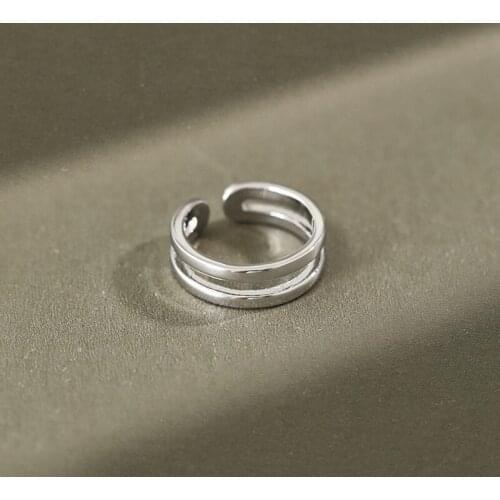 XIHA Small Layer Lines 925 Sterling Silver Rings for Women Teen Girls Adjustable Pinky Knuckle Korean Fashion Minimalist Jewelry