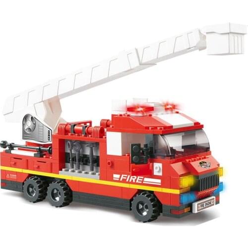 368Pcs Firefight Car Truck Model Construction Educaional Building Blocks Toys For Boys DIY Holiday Birthday Gift Small Bricks