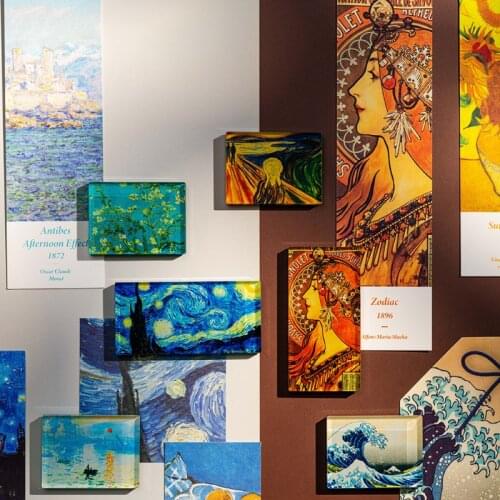 Creative Aesthetic INS Style Van Gogh Acrylic Refrigerator Decoration Sticker Magnet Clips for Student Office Reading Stationery