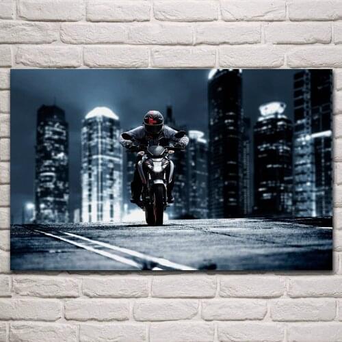 Cool gsx s125 city street nightscape bikes superbike rider artwork posters on the wall picture home living room decoration KP979
