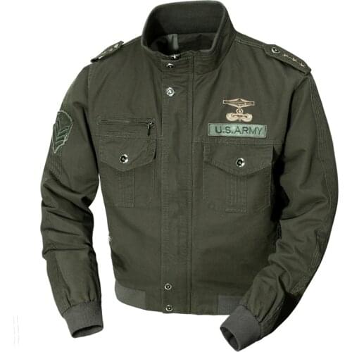 Bomber Jacket Men Autumn Winter Outwear Casual Cotton Washed Coats Stand Collar Army Military Flight Jacket Male Plus Size 6XL