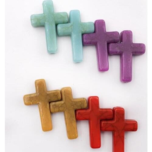 Fashion Acryli DIY Loose Cross Beads Mix Color Jewelry Accesoriess Beads 24*18mm 50 pieces y15769