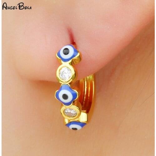 Muslim Fashion Lucky Devil Eyes Golden Circle Feminine Charm Crystal Earrings High-end Jewelry Ladies Party Gifts Wholesale