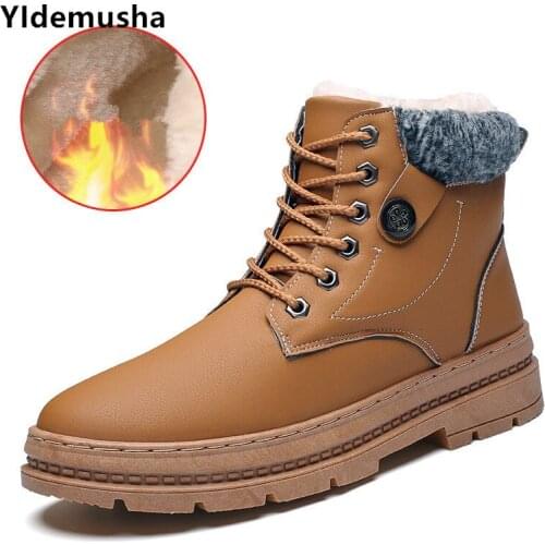 Mens Boots Fashion Super Warm Winter Shoes Outdoor Men Motorcycle Boots Casual Brand Snow Boots Keep Warm Ankle Martin Boots