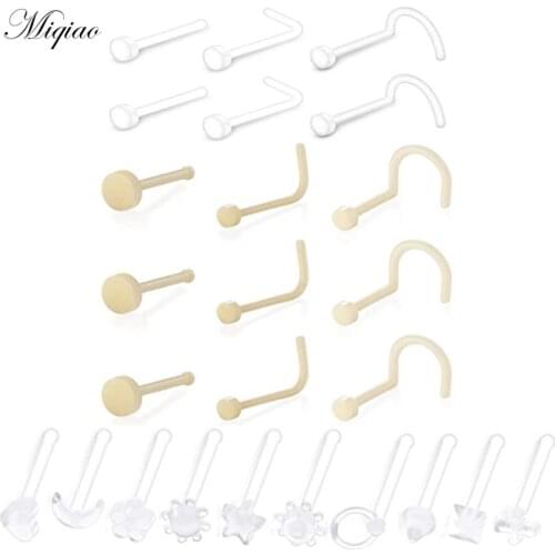 Miqiao 25pcs Fashion New Acrylic Set Transparent Invisible Flesh Color Ear Bone Nail Nail Nail Body Exquisite Piercing Jewelry