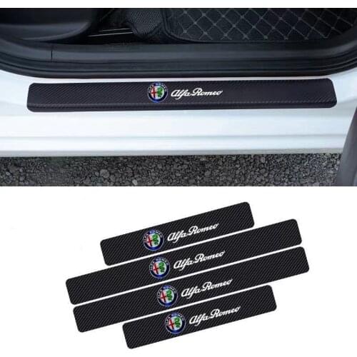 Car Carbon Fiber Door Sticker Leather Sill Plate Logo For Alfa Romeo giulia stelvio giulietta 159 147 156 166 car Accessories
