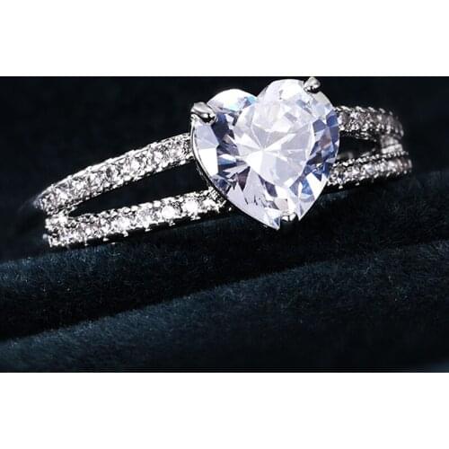CAOSHI Delicate Women Heart Ring Dazzling Crystal Promise Ring Bridal Wedding Jewelry Trendy Accessories for Engagement Ceremony