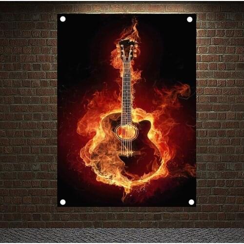 Nostalgic Rock Band Canvas Painting Music Cafe Bar Poster Retro Banners Wall Decor Rock Is Not Dead Wall Sticker Tapestry A6
