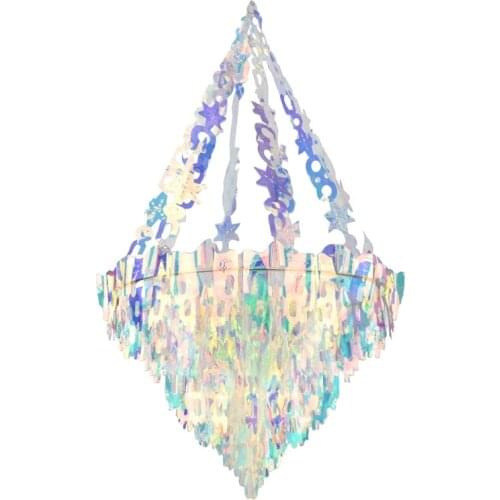Iridescent Party Hanging Chandelier Shaped Ceiling Ornaments for Bridal Shower