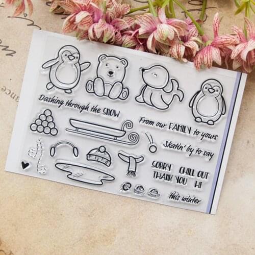 Penguin Sea Lion Transparent Seal Clear Silicone Stamp Cutting DIY Scrapbook Rubber Coloring Embossing Decor Reusable 10*15cm