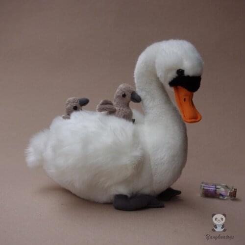 Plush Mother And Baby White Swan Doll Toys Simulation Wildlife Toy Children Puzzle Dolls Gift