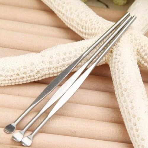 Portable 8cm Stainless Steel Ear Pick Earpick Curette Ear Wax Remover Cleaner Cleaning Tool 3 Pcs/Set (Silver)