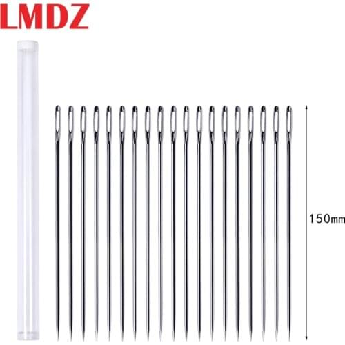 LMDZ 20PCS/LOT Stainless Steel Large Eye Sewing Needles Sewing Pins Set Home DIY Crafts Household Sewing Accessories 150mm
