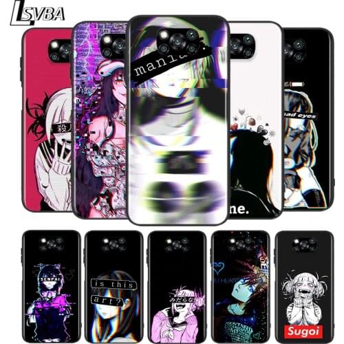 Sad Anime Aesthetic Senpai for Xiaomi Poco X3 NFC X2 M3 M2 F2 Pro C3 F1 A2 Lite A1 Mix3 Play Silicone Soft Black Phone Case