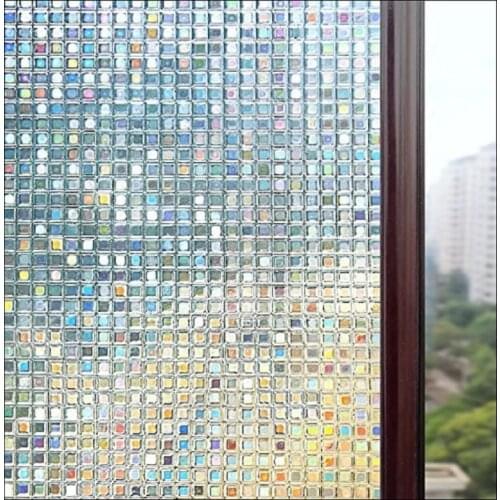 200cm Length Static Cling Window Film Mosaic Glare-Reduction PVC Decorative Glass Sticker For Window Door Cabinet Table Surface