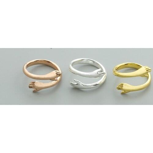 Warm Embrace Dainty Hand Shape Couple Rings For Women Men Promise Love Jewelry Stacking Ring Bague Femme Friendship Gifts Bff