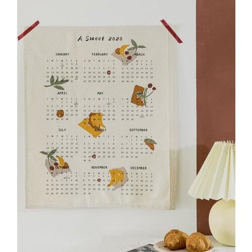 2020 Cloth Calendar Tapestry Fabric Home Decoration Accessories Japan Korean Dorm Dormitory Wall Hanging Blanket Decor 35x48cm