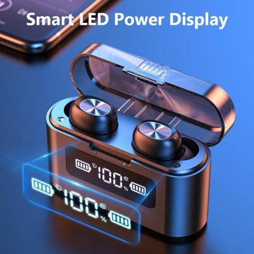 LED Display TWS Bluetooth 5.0 Earphones Charging Box Sports Waterproof Headphone 9D Stereo Earbuds Headsets Power Bank Headsets