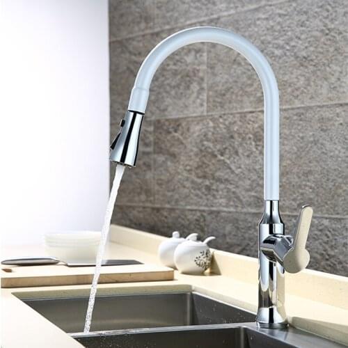 Pull Down Kitchen Faucets Matte White Modern Single Hole Single Handle High Arc Commercial Stainless Steel Kitchen Sink faucets