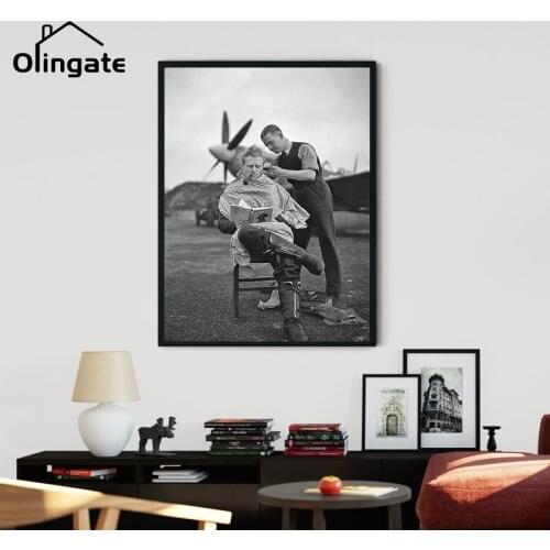 Vintage Haircut Portrait Canvas Poster Black White Barber Shop Hairstylist Wall Picture One Piece Wall Art Hair Salon Decor