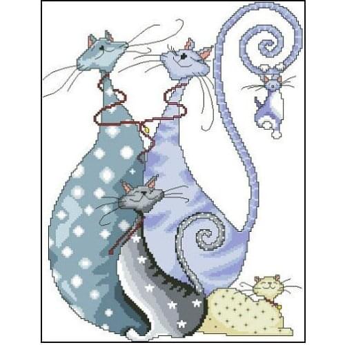 Embroidery Package Hot Sell Best Quality Cross Stitch Kits Cat Family Free Shipping