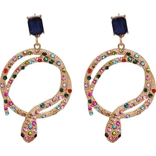 YaYi Jewelry Fashion Bohemia Multi Glass Crystal Rhinestone Dangle Women Hook Eardrop Wear Ear Band Long Snake Tassel Earrings