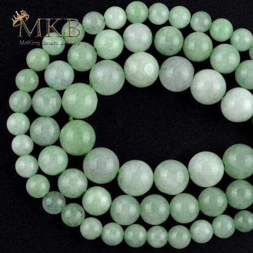 6/8/10mm Natural Burma Jades Stone Green Round Beads For Jewelry Making Spacer Loose Beads DIY Bracelets Jewellery Strand 15"