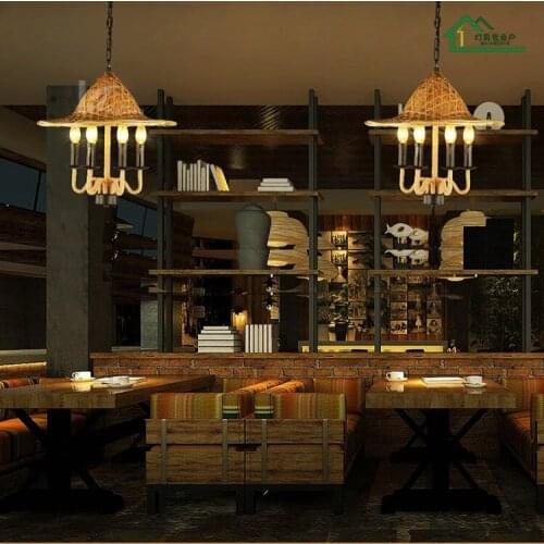 Iron hats rope lights clothing store restaurant one retro American wind industry personality pendant lights LO7272