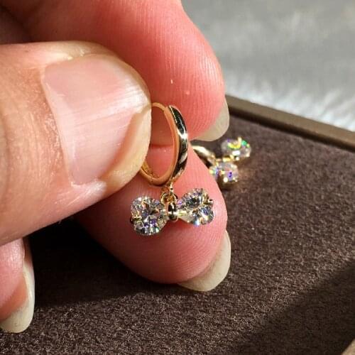 Boho Gold Silver Color Wedding Earrings Dainty Bridal Bowknot Crystal Earrings Charm Female White Zircon Hoop Earrings For Women