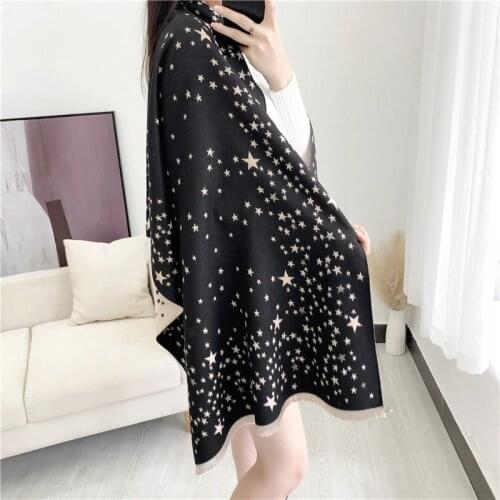 Women Cashmere Scarf Fashion Stars Print Scarves Lady Shawls Wraps Female Pashmina Warm Thick Blanket Stoles Bufanda