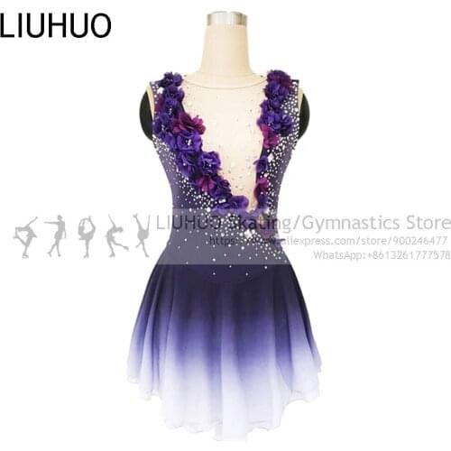 Custom Ice Skating Dress Womens Girls' Purple Gradient Figure Skating Dress Competition Professional Performance Custumes
