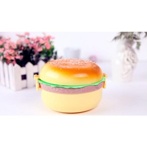 1PC Hamburger Burger Shape Round Japanese Bento Lunch Boxs for Kids Food Containers Sushi Set Lunchbox Plastic Food Box OK 0343
