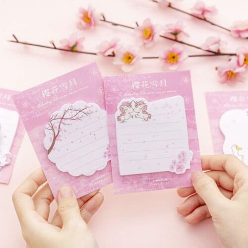 1Pc Cute Memo Pad Kawaii Paper Sticky Notes for School & Office Supply Stationery Sticker To Do List Wholesale Flower Line