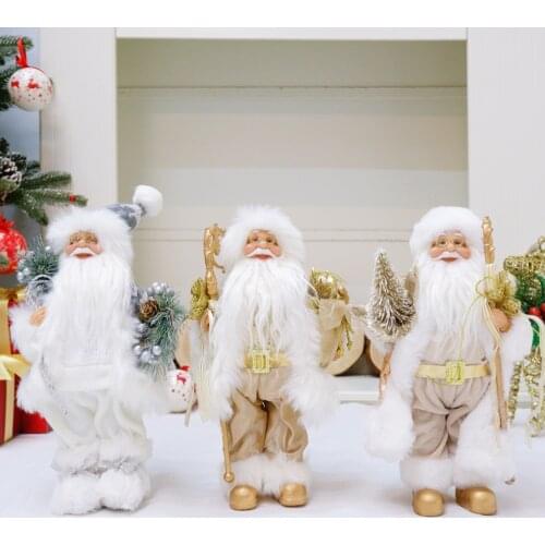 30CM Santa Claus Plush Dolls Toy Christmas Tree Decoration Craft Figures Gift Home Ornaments Decor Xmas New Year 2022 Navidad