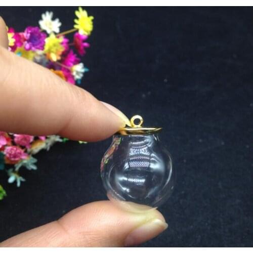 5sets/lot 20*12mm Free ship!! Transparent empty glass globe bottle with gold color base set glass vial pendant glass dome cover