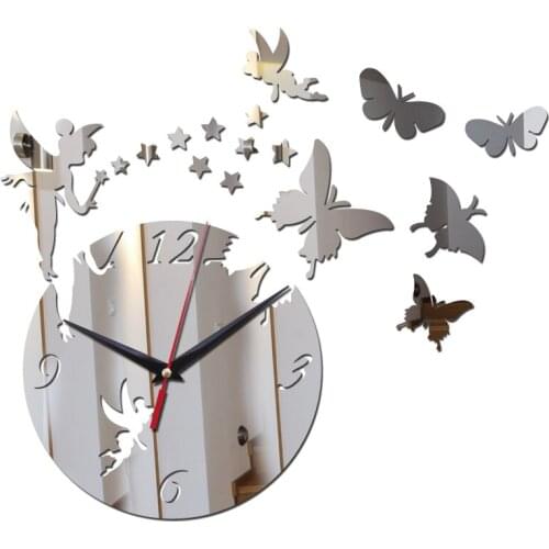 Promotion diy wall clocks clock home decor Single Face mirror acrylic stickers sticker stars quartz needle