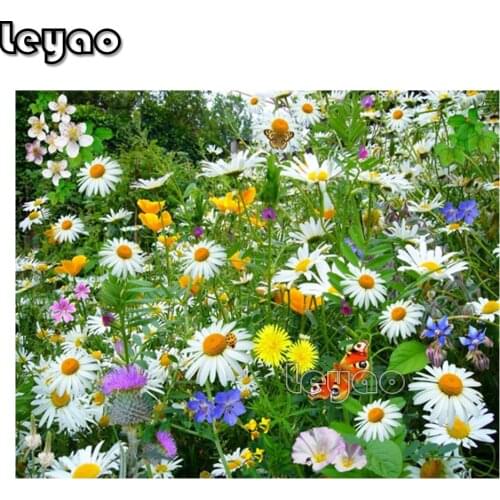 Chamomiles 5D Full Square Diamond Painting Diamond Mosaic picture of rhinestone round Diamond Embroidery flower field landscape