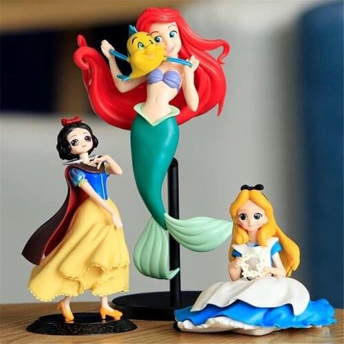Disney snow white Belle Alice Ariel Princess Action Figure doll Toys Room Decoration Cake Topper Kids Gifts