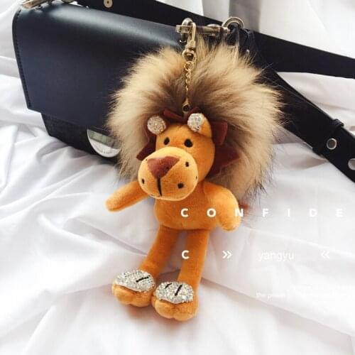 Brave little lion raccoon fur lion pendant real fur grass bag hanging ornaments plush jewelry tide