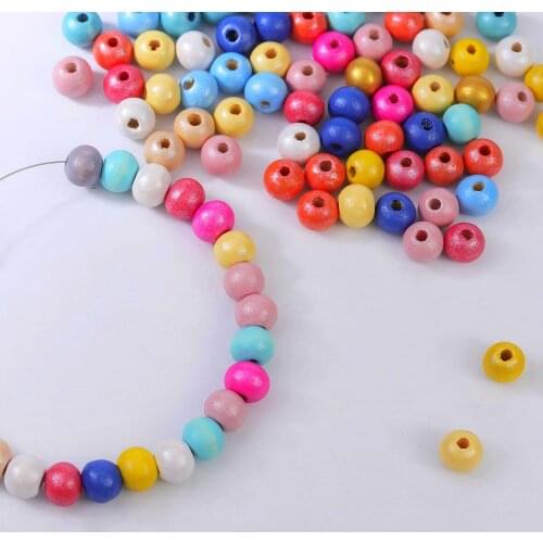 Lacoogh 100pcs Wooden Beads 6/8mm Round Ball Spacer Beading Natural Wood Beads For Jewelry Making DIY Bracelet Necklace Finding