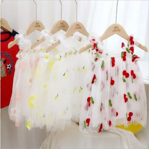 Baby Girl Sling Dresses for 2021 Summer Childrens Clothing of Kids White Gauze Dress for 1-9 Children