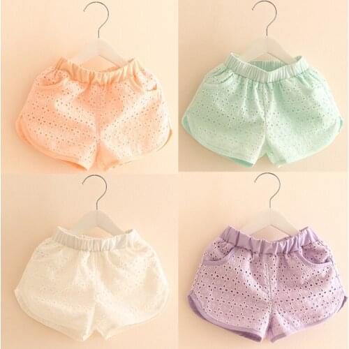 2020 Summer New 2 3 4 6 8 10 Years ChildrenS Clothing Casual All-Match Child Pure Color Embroidery Flower Kids Baby Girl Shorts