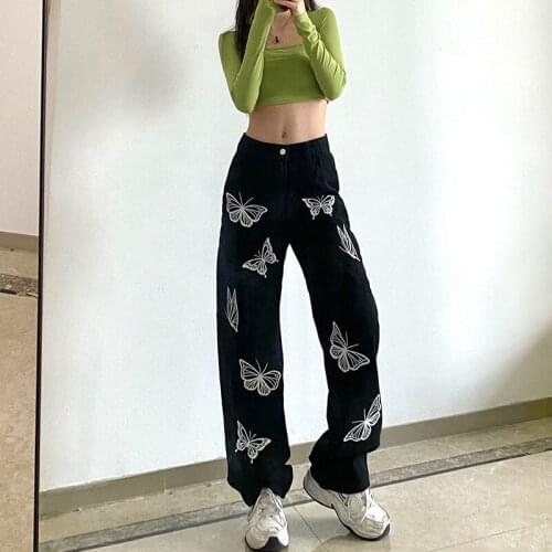 HOT Spring Womens jeans Korean version Retro Wide leg pants Straight tube Casual Loose High waist Show thin All-match Fashion