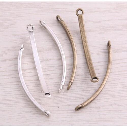 SWEET BELL 20pcs 5*54mm Two Color Bracelet Charms Double Hole Connector Jewelry Making DIY Handmade Craft DIY