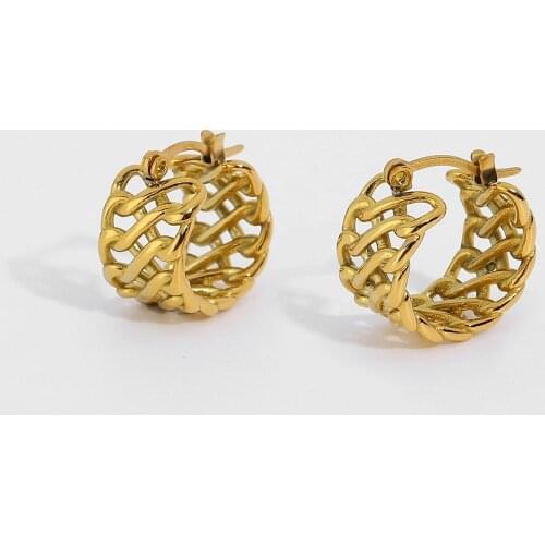 Trendy Chic Double Layer Twist Earrings For Women Girls Stylish 18K Gold Plated Stainless Steel Hoop Earrings Party Jewelry