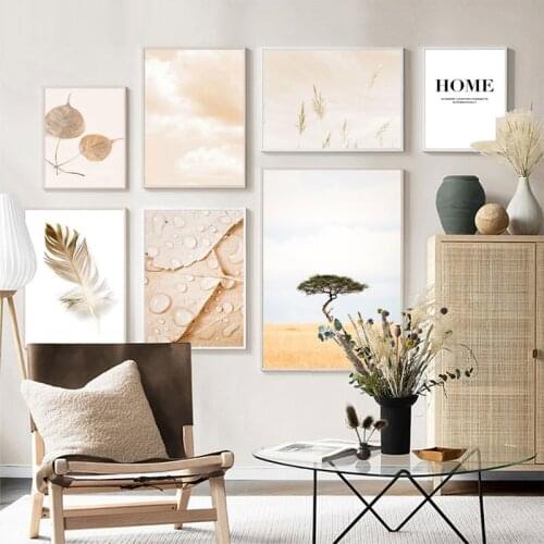 Scandinavian Landscape Wall Art Canvas Poster Abstract Leaf Wild Grass Print Painting Decorative Pictures Modern Home Decor